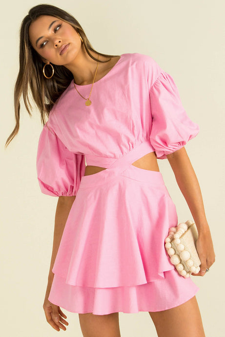 Boutique Gracious Cut Out Dress Pink