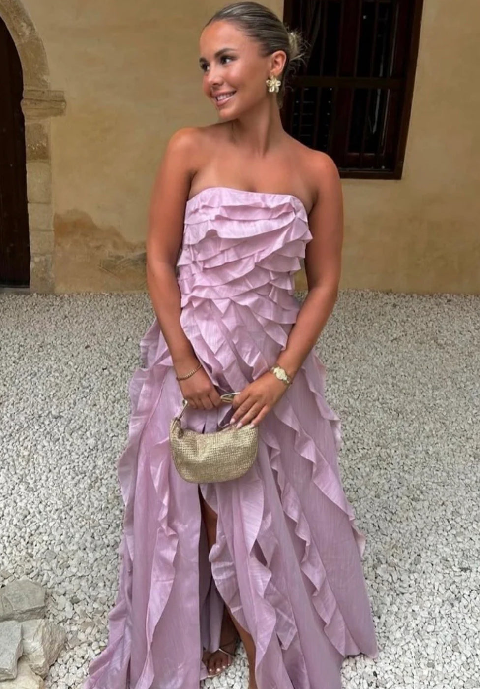 Aje Allairie Gown Chalk Pink