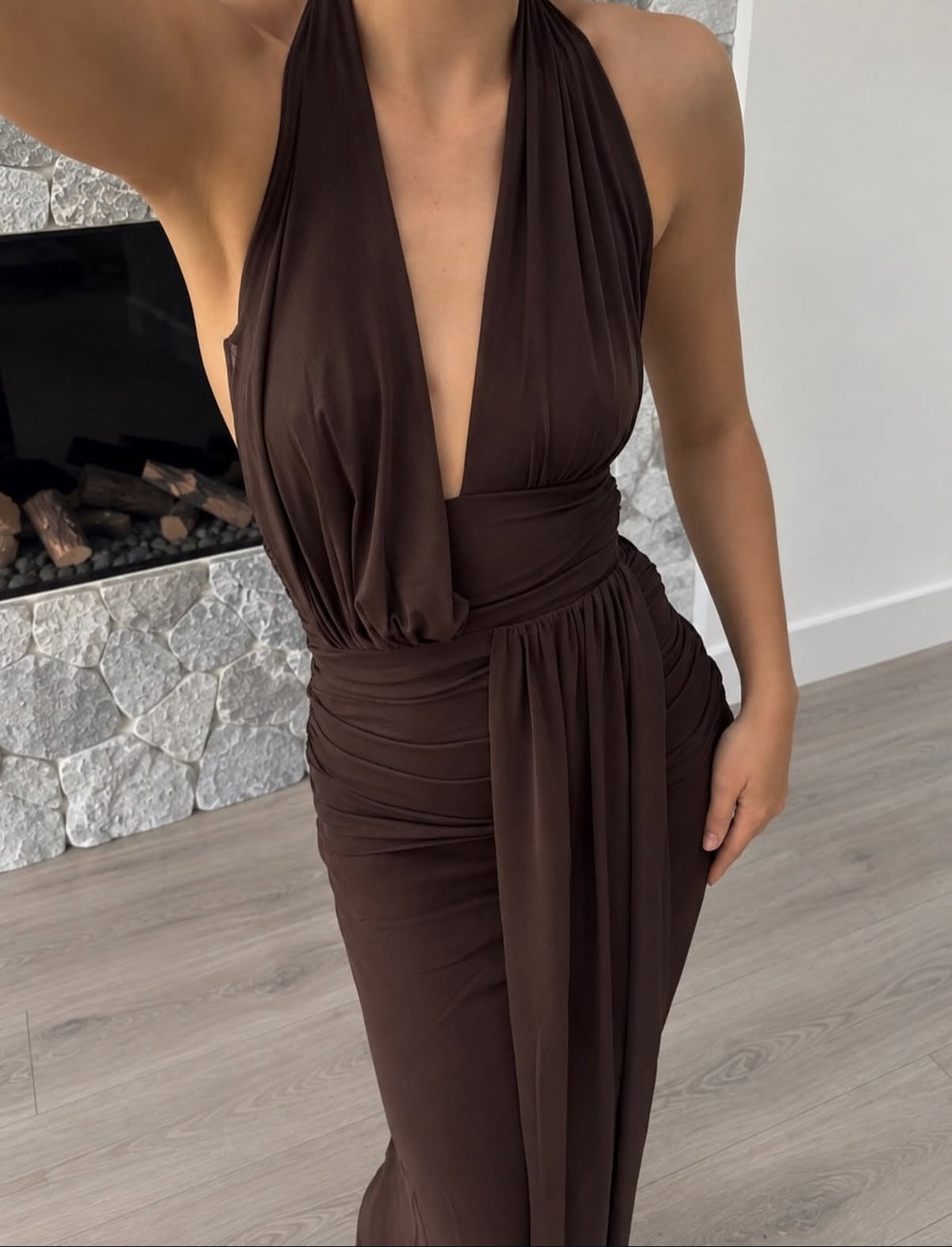 Bec & Bridge Cassie Drape Maxi | Chocolate