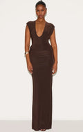 Pretty Little Thing Plunge Maxi | Brown