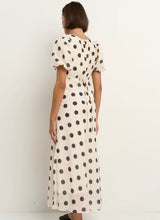 Boutique Cream Black Polka Dot Puff Sleeve Maxi