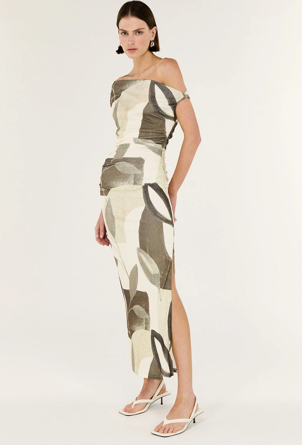 Staple The Label Ophiele Leaf Print Twist Midi