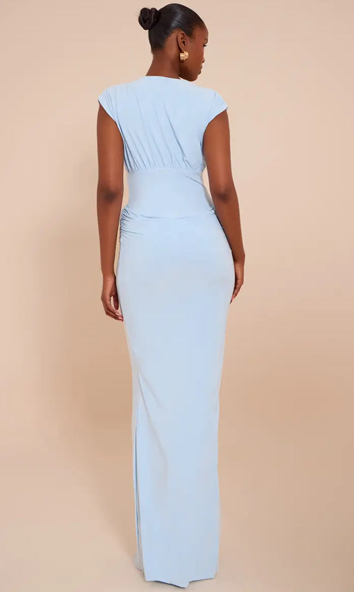 Pretty Little Thing Plunge Maxi | Blue