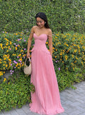 Fashion Nova Daniella Lace Corset Pleated Maxi | Pink