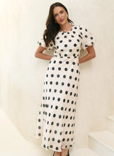 Boutique Cream Black Polka Dot Puff Sleeve Maxi