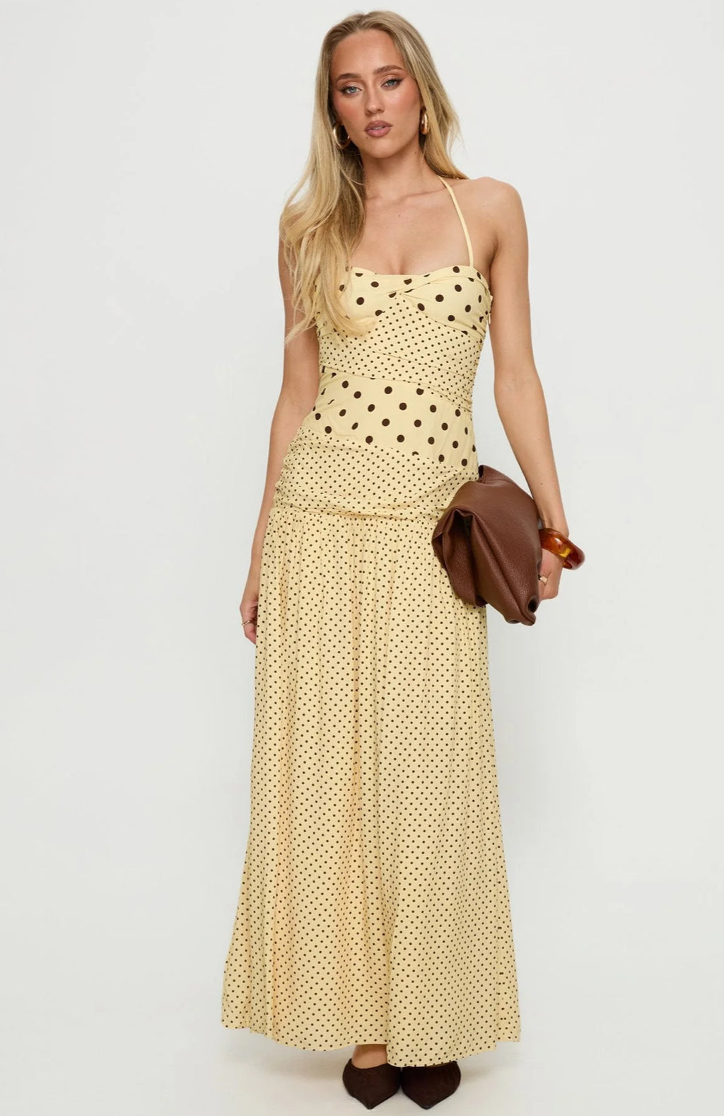 Princess Polly Marguerite Halter Maxi Dress Lemon