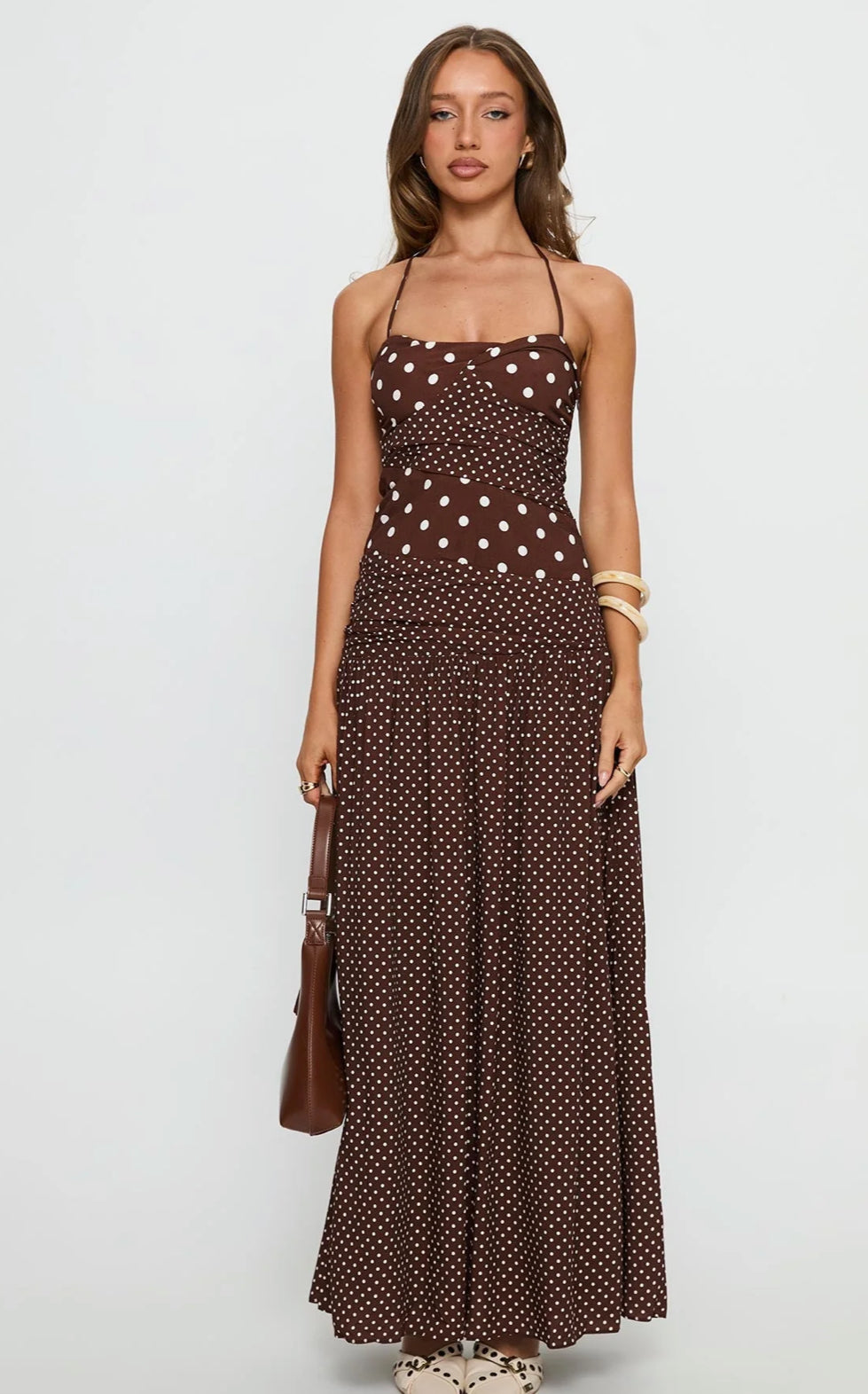 Princess Polly Marguerite Halter Maxi Dress Brown