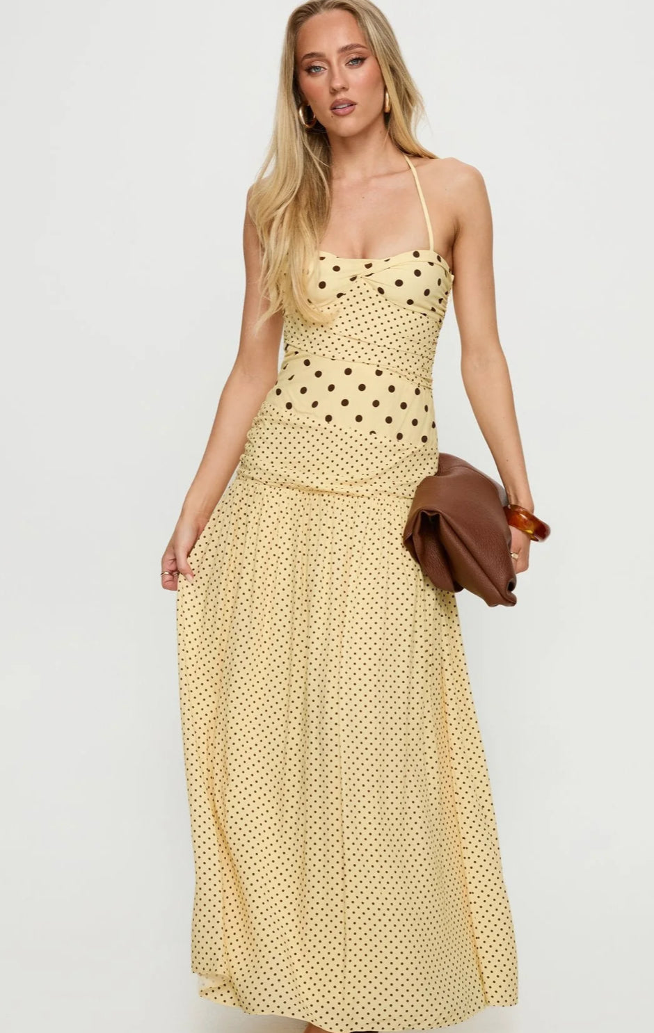 Princess Polly Marguerite Halter Maxi Dress Lemon