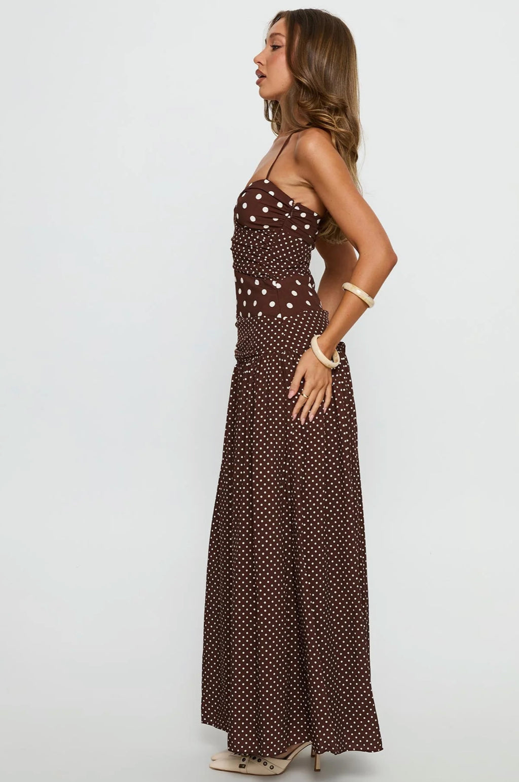 Princess Polly Marguerite Halter Maxi Dress Brown