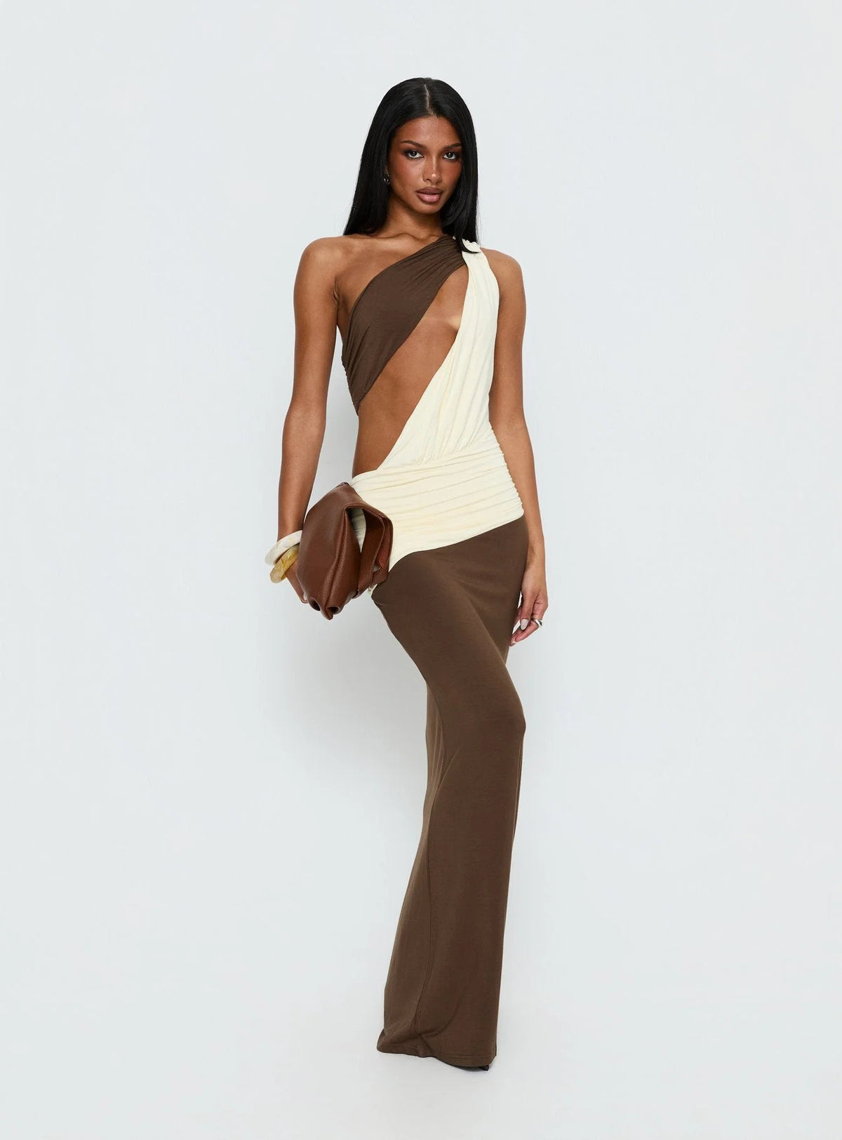 Princess Polly Loletta Draped One Shoulder Maxi Dress
