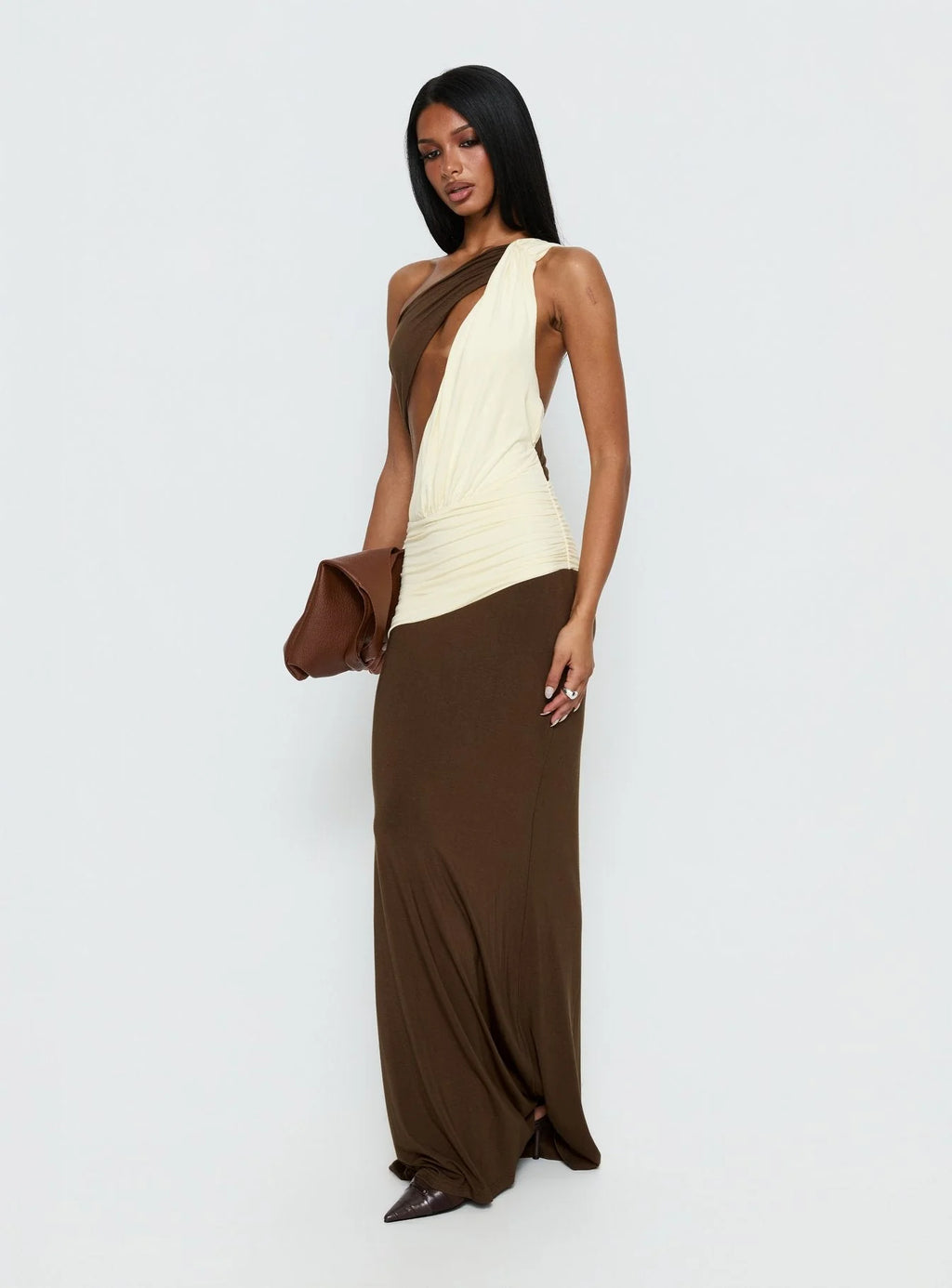 Princess Polly Loletta Draped One Shoulder Maxi Dress