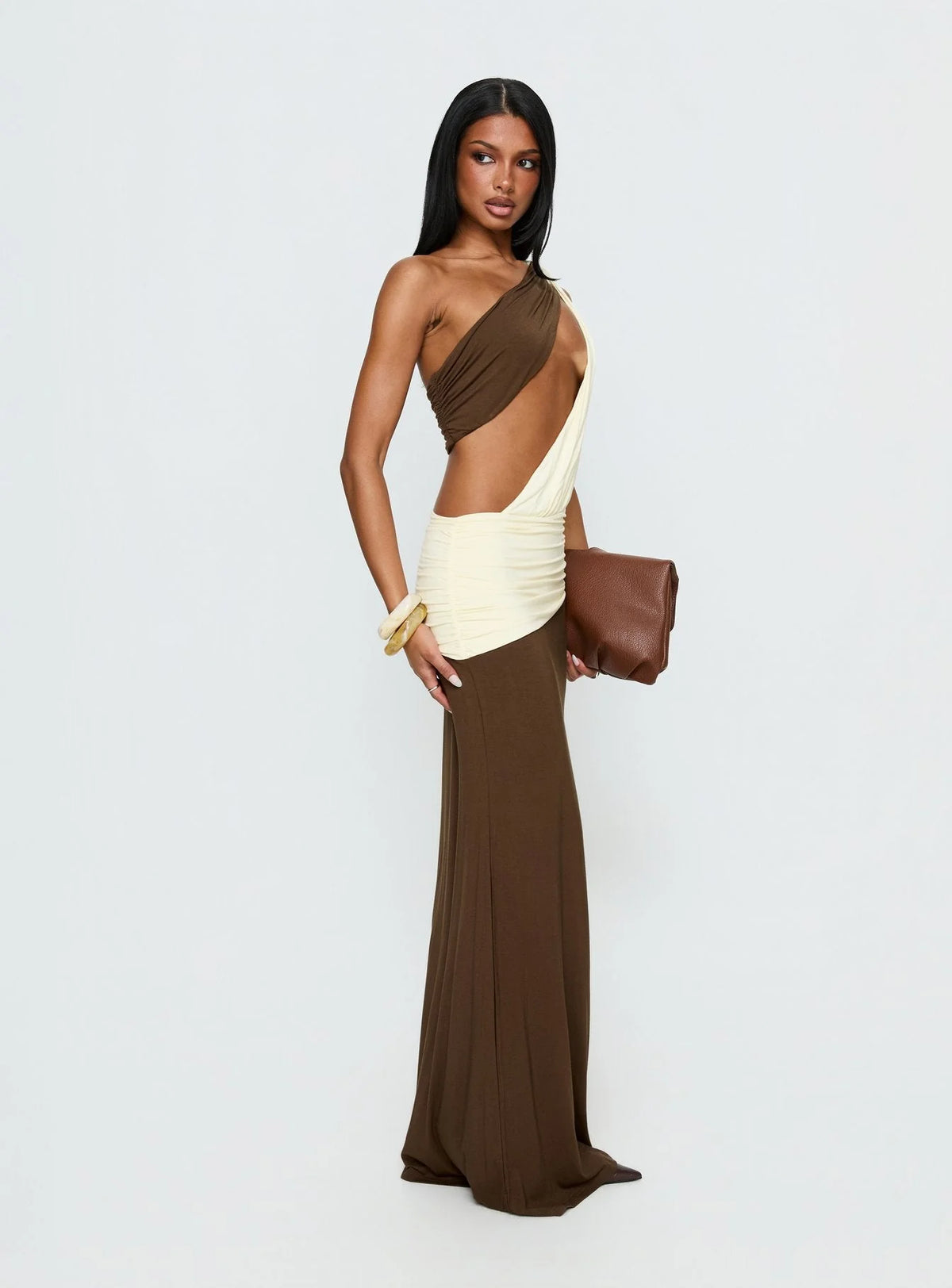 Princess Polly Loletta Draped One Shoulder Maxi Dress