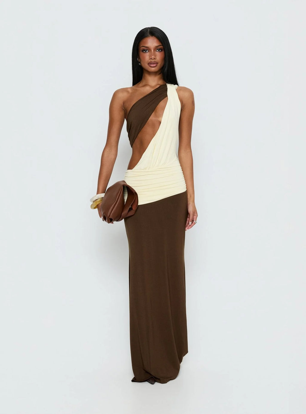 Princess Polly Loletta Draped One Shoulder Maxi Dress