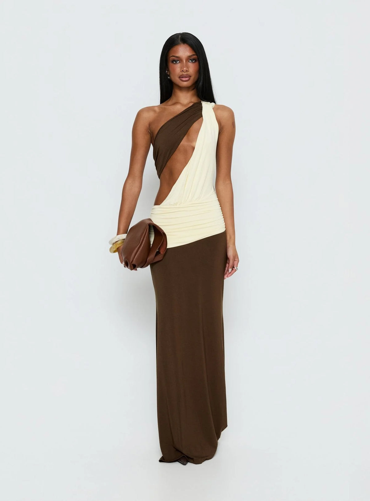 Princess Polly Loletta Draped One Shoulder Maxi Dress