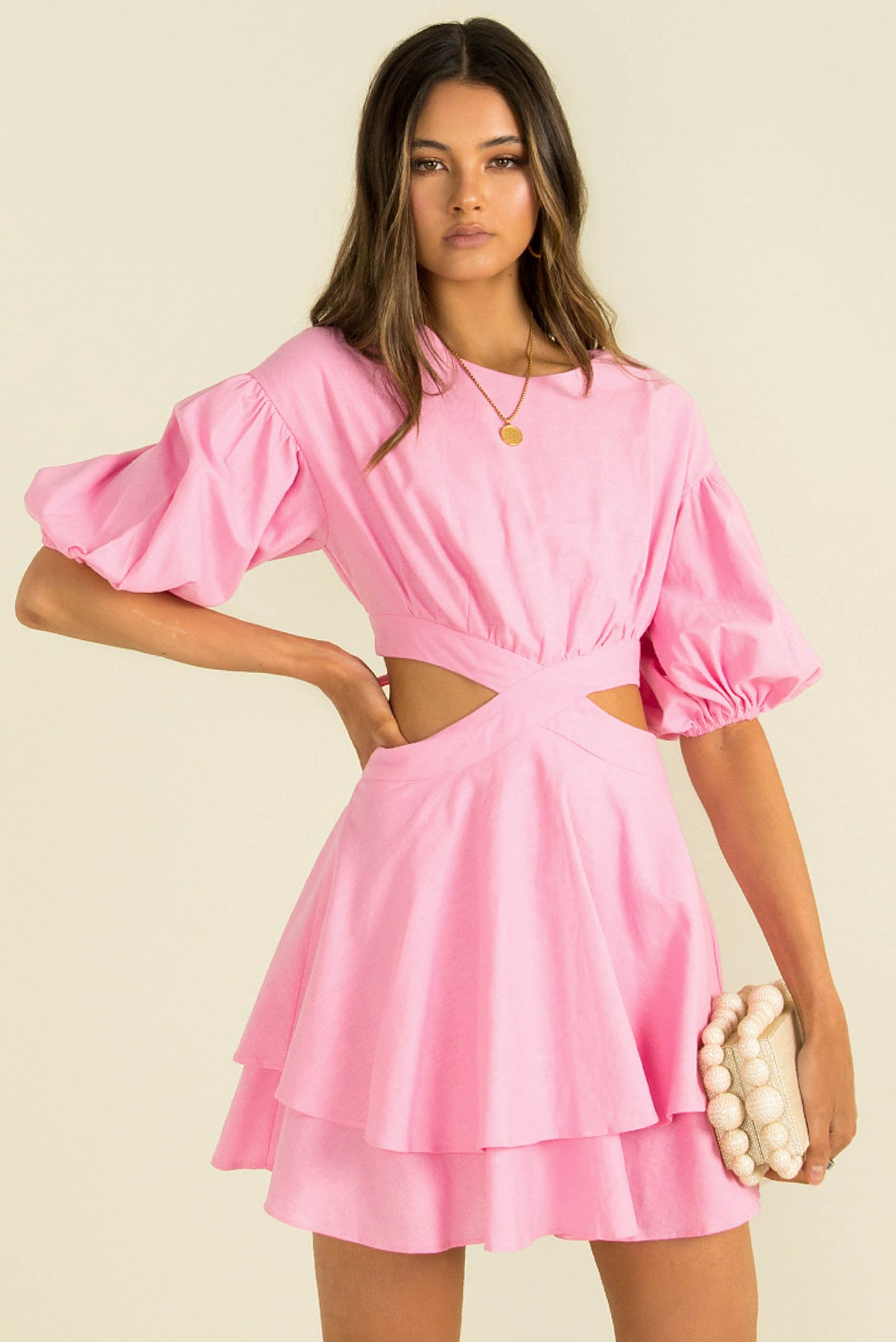 Boutique Gracious Cut Out Dress Pink